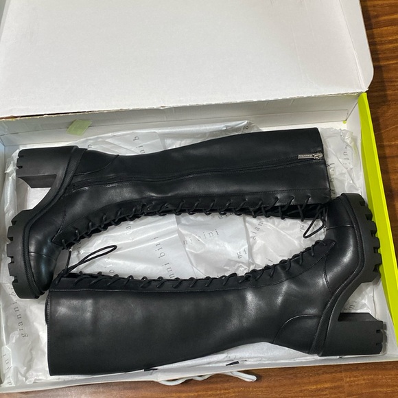 NEW GIANNI BINI TALL LEATHER COMBAT BOOTS. SIZE 6. - Picture 1 of 5